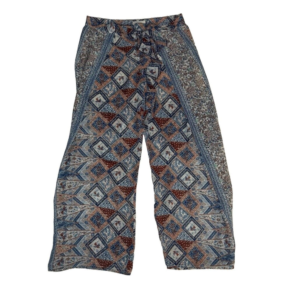 Elevenses Pants Womens 10 Wide Leg Flowy Boho Semi Sheer Anthropologie Seaflower